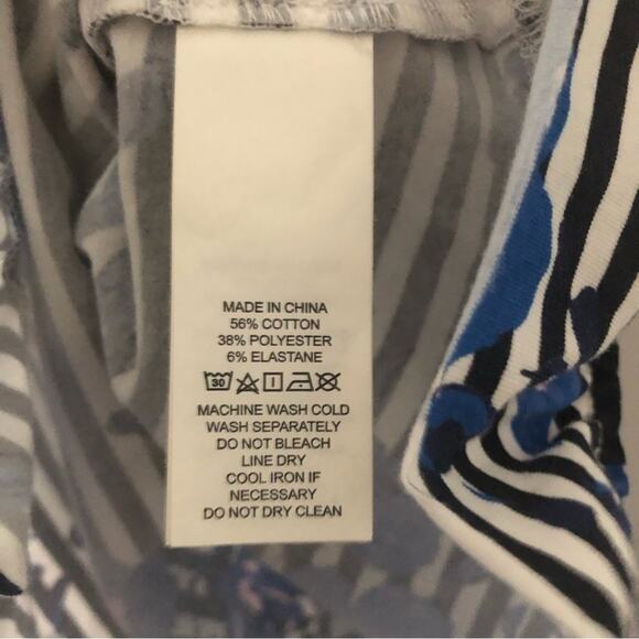 Kate Spade Blue Floral and Stripe Ruffle Trim Racerback Tank Top - Picture 6 of 7